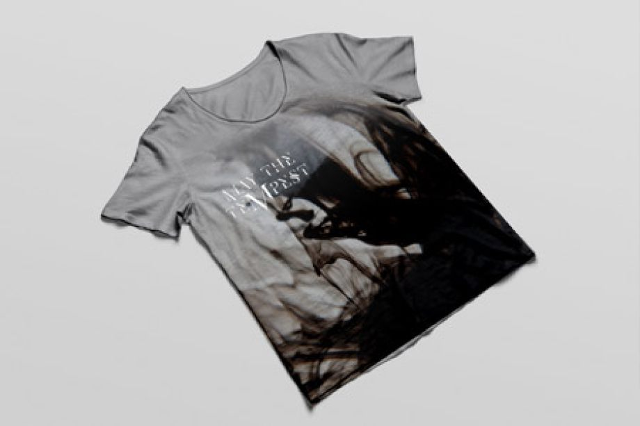 Merch Design Mockup of a grey T-Shirt with floating color in water